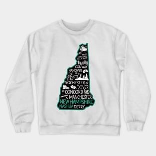 New Hampshire Nashua cute map Conway Hanover Rochester Dover Manchester The Granite State Crewneck Sweatshirt